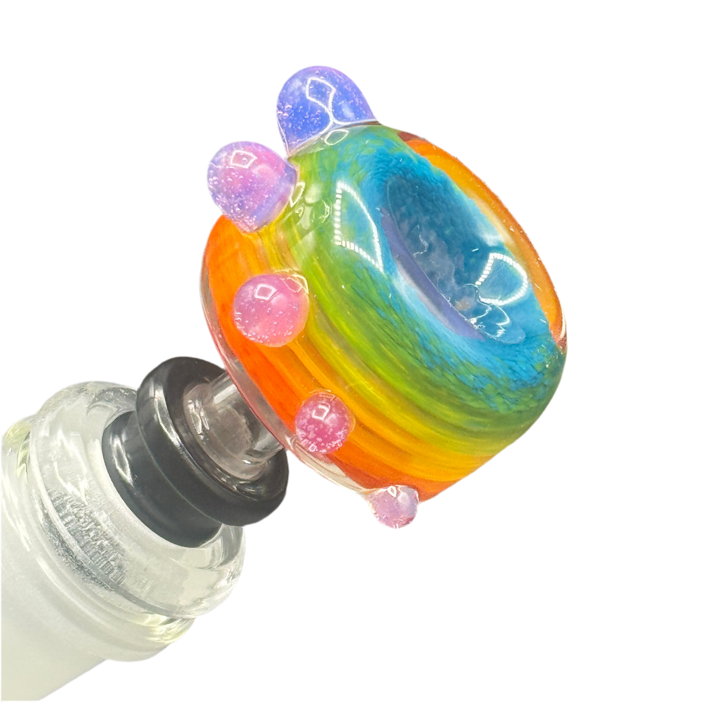 BamBam Glass - 10mm Multicolored Fade Dotted Bowl Slide