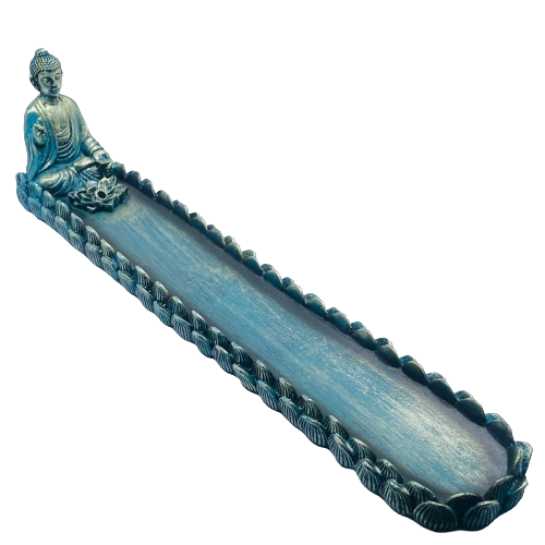 10" Blue Buddha Incense Burner