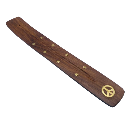 10" Assorted Brass Inlay Wooden Incense Burner