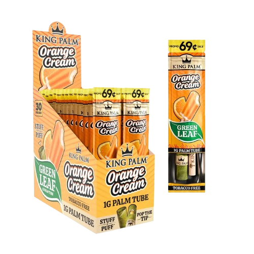King Palm - Orange Cream | 1g Mini Stuff & Puff Palm Leaf Tube | Single Tube