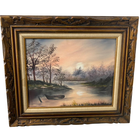 Mary La Mar - Canoe On The Lake (24” x 29” w/ Frame)