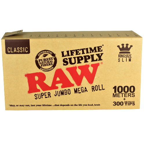 Raw Classic Super Jumbo Mega Roll | 1000m | 300 Tips | King Size Slim