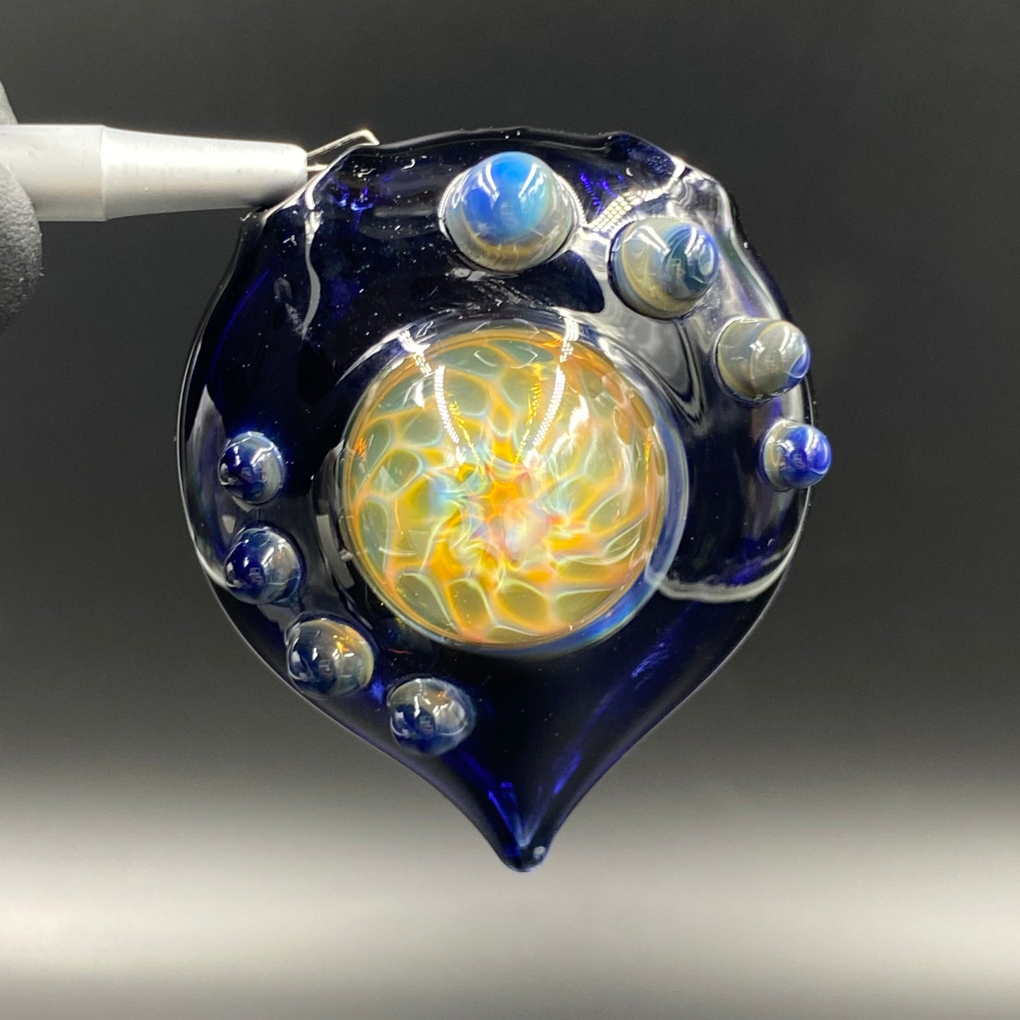 DawgHouseGlass - Honeycomb Implosion Pendant w/ Cobalt Back