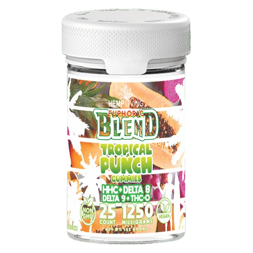 Hemp Living - HHC Euphoric Blend Gummies 1250mg | 25ct Jar | Tropical Punch