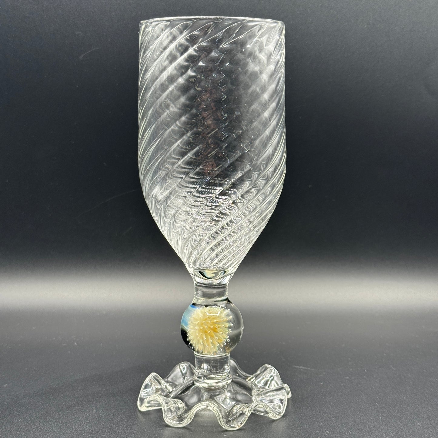 Saucey x Thick Nick Glass - Frill Foot Bubble Trap Mib Stem Goblet