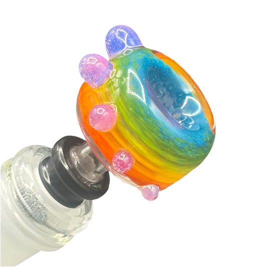 BamBam Glass - 10mm Multicolored Fade Dotted Bowl Slide