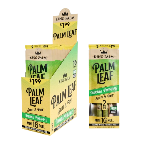 King Palm - Banana Pineapple | 1g Mini Stuff & Puff Palm Leaf | 2-Pack