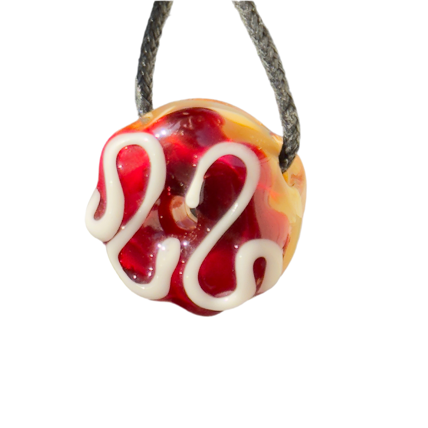 KGB Glass - Cherry Donut Pendant with Drizzle