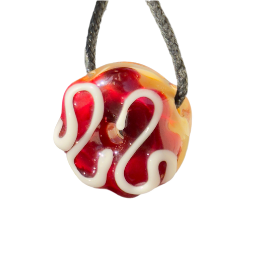 KGB Glass - Cherry Donut Pendant with Drizzle