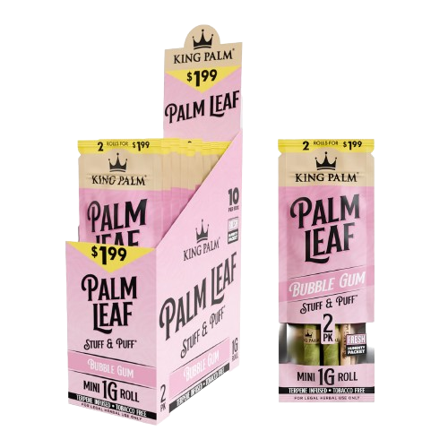 King Palm - Bubble Gum | 1g Mini Stuff & Puff Palm Leaf | 2-Pack