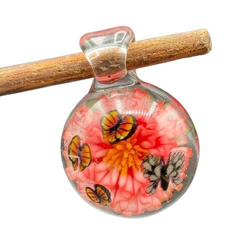 Modified Creations x Mr Hard Glass - Butterflies on a Flower Pendant