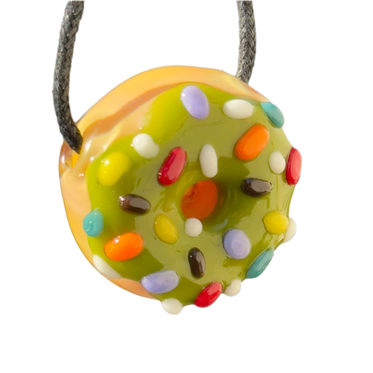 KGB Glass - Pistachio Donut Pendant with Sprinkles