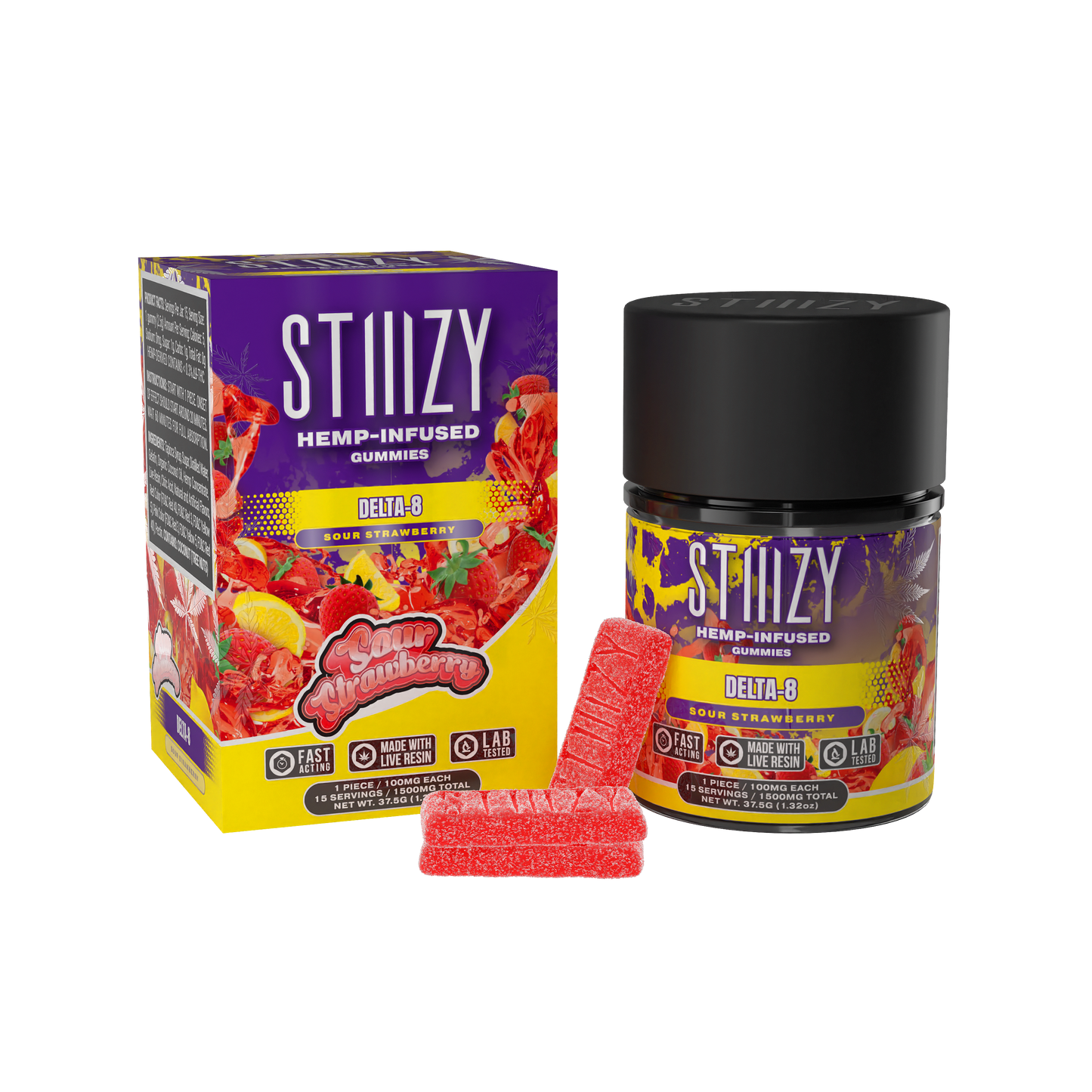 STIIIZY - Delta-8 Gummies | 1500mg | Sour Strawberry
