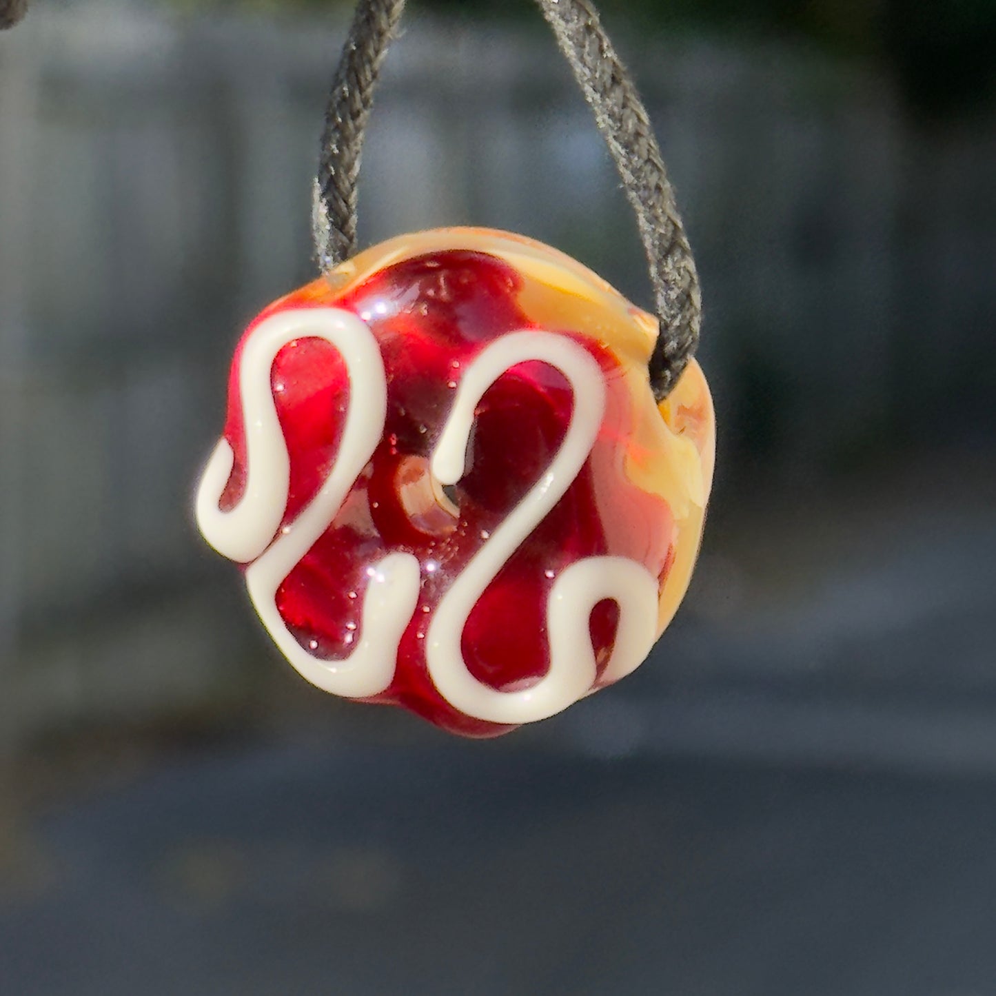KGB Glass - Cherry Donut Pendant with Drizzle