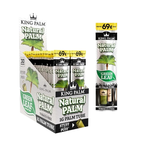 King Palm - Natural Palm | 1g Mini Stuff & Puff Palm Leaf Tube | Single Tube