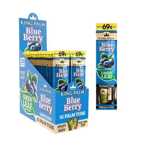 King Palm - Blueberry | 1g Mini Stuff & Puff Palm Leaf Tube | Single Tube