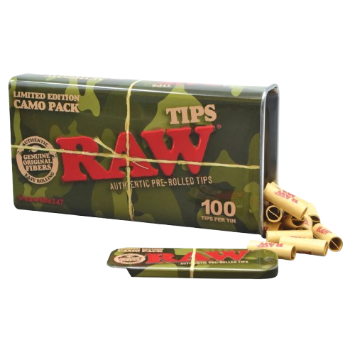 Raw - Pre-Rolled Tips in Limited Edition Camo Tin Case 100ct