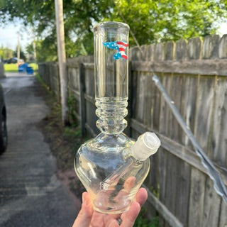 SolidGlass503 - 10" Upside Down Beaker w/ Square Marias | 50x9mm Heavy Wall Tube