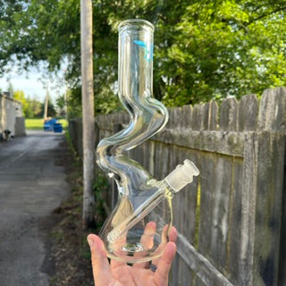 SolidGlass503 - 12" Slanted Zigzag Beaker | 50x9mm Heavy Wall Tube