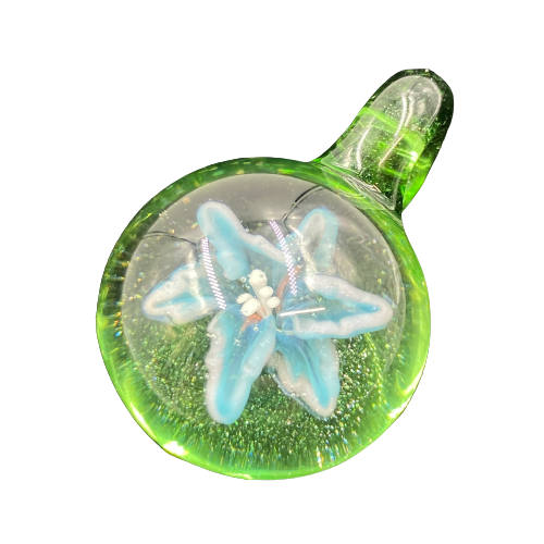 Livin_Glass - Flower Implosion Pendant | Green Stardust