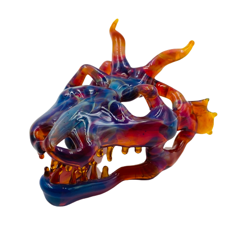 Livin_Glass - Dragon Skull Pendant | Amber Purple