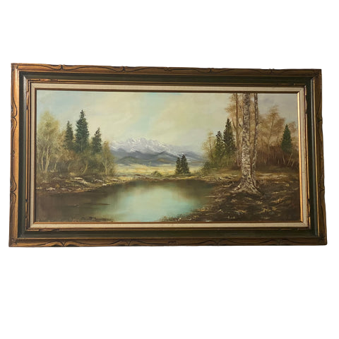 Mary La Mar - Mountain Lake Landscape (32” x 56” w/ Frame)
