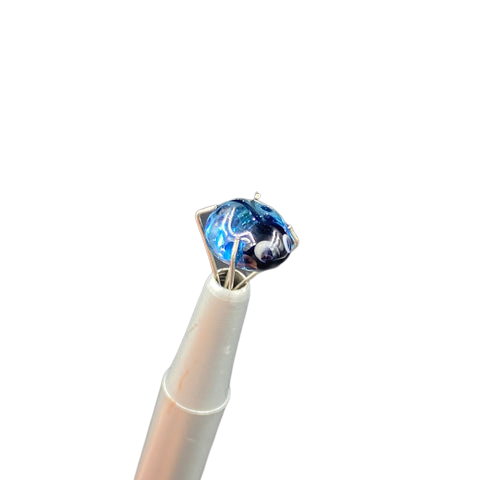 Kilter Glass - Pair of Ladybug Pearls (Blue Stardust)
