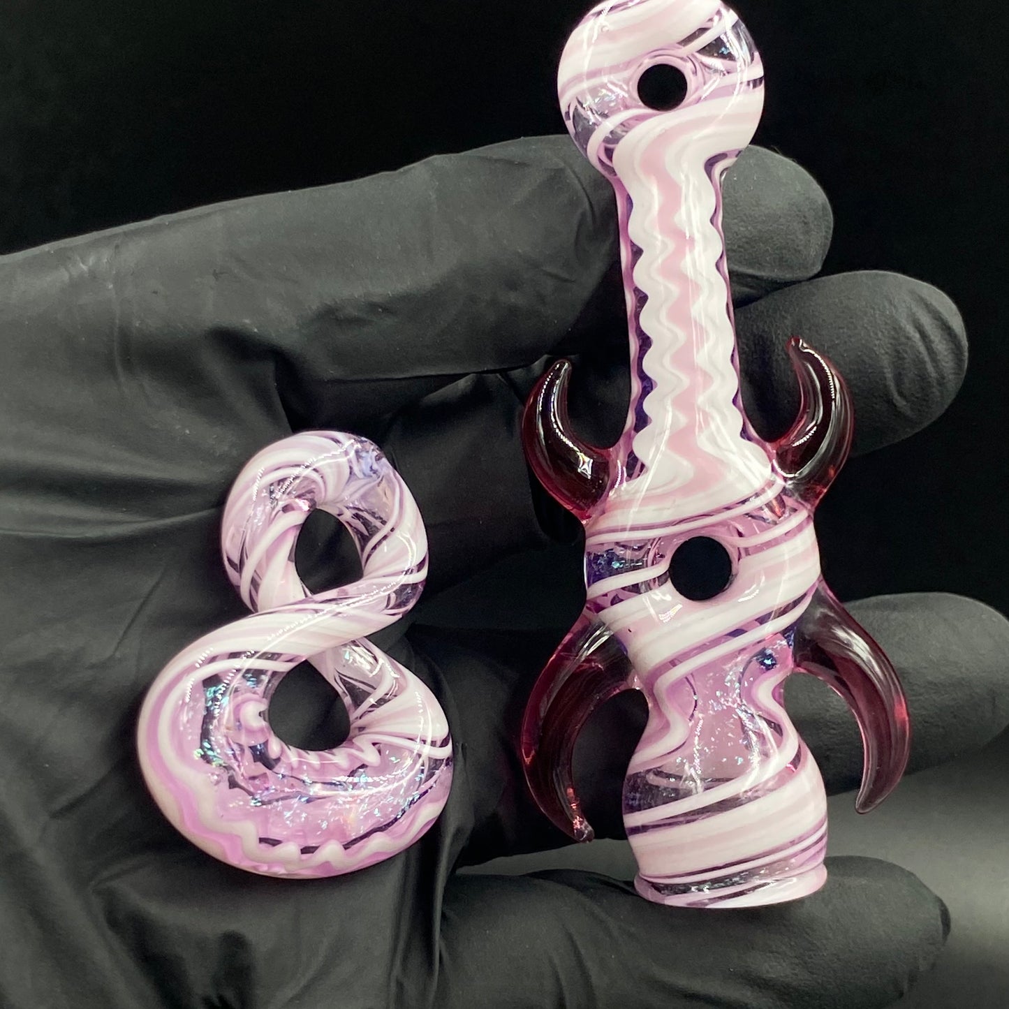 Natey Love - Dichroic Wigwag Infinity Loop w Floating Opal AND Matching Chillum