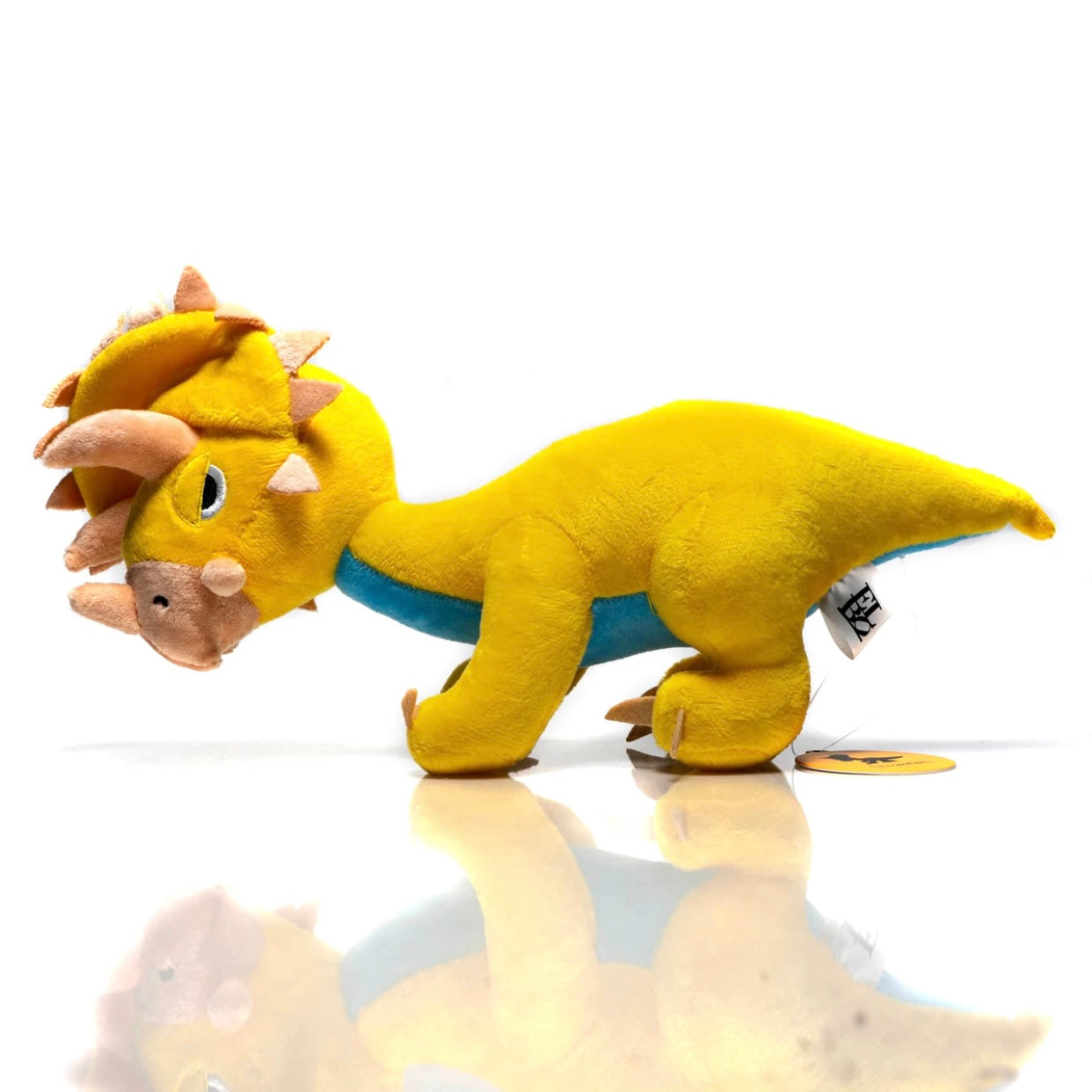 Elbo - Mini Plushie - Blue/Yellow Triceratops – The Glass Mule