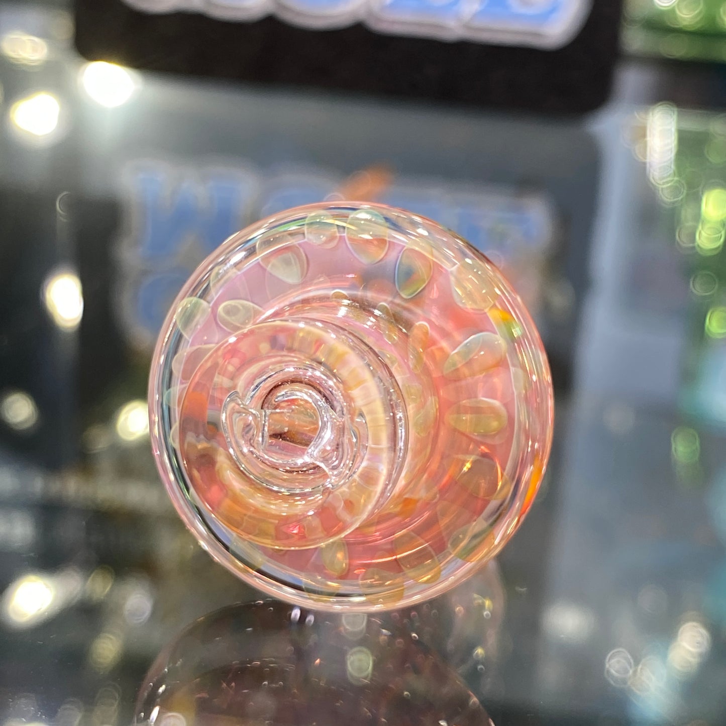 Hollinger Glass - Fumed Tyedye Bullseye Spinner Cap